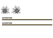 Load image into Gallery viewer, Adventure van vinyl decal kit with compass design matt black with coloured stripe