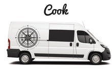 Load image into Gallery viewer, Compass logo van graphics. Campervan sticker graphics of compass rose. For motorhomes and camper vans