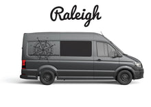 Load image into Gallery viewer, Unique compass design for side of VW crafter or Mercedes Sprinter camper van or motorhome. Decal graphic gloss black or matt black