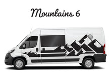 Load image into Gallery viewer, Geometric mountain design decal graphic for campervan
