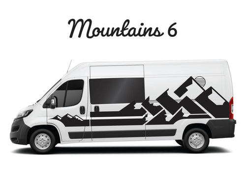 Geometric mountain design decal graphic for campervan