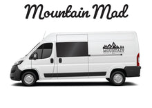 Load image into Gallery viewer, mountain mad logo decal in cut vinyl on citroen relay fiat ducato and peugeot boxer
