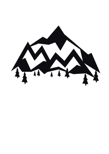 Mountains and trees logo decal sticker graphic for camper van