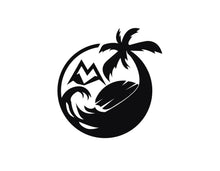 Load image into Gallery viewer, Palm tree surf logo decal sticker for camper vans
